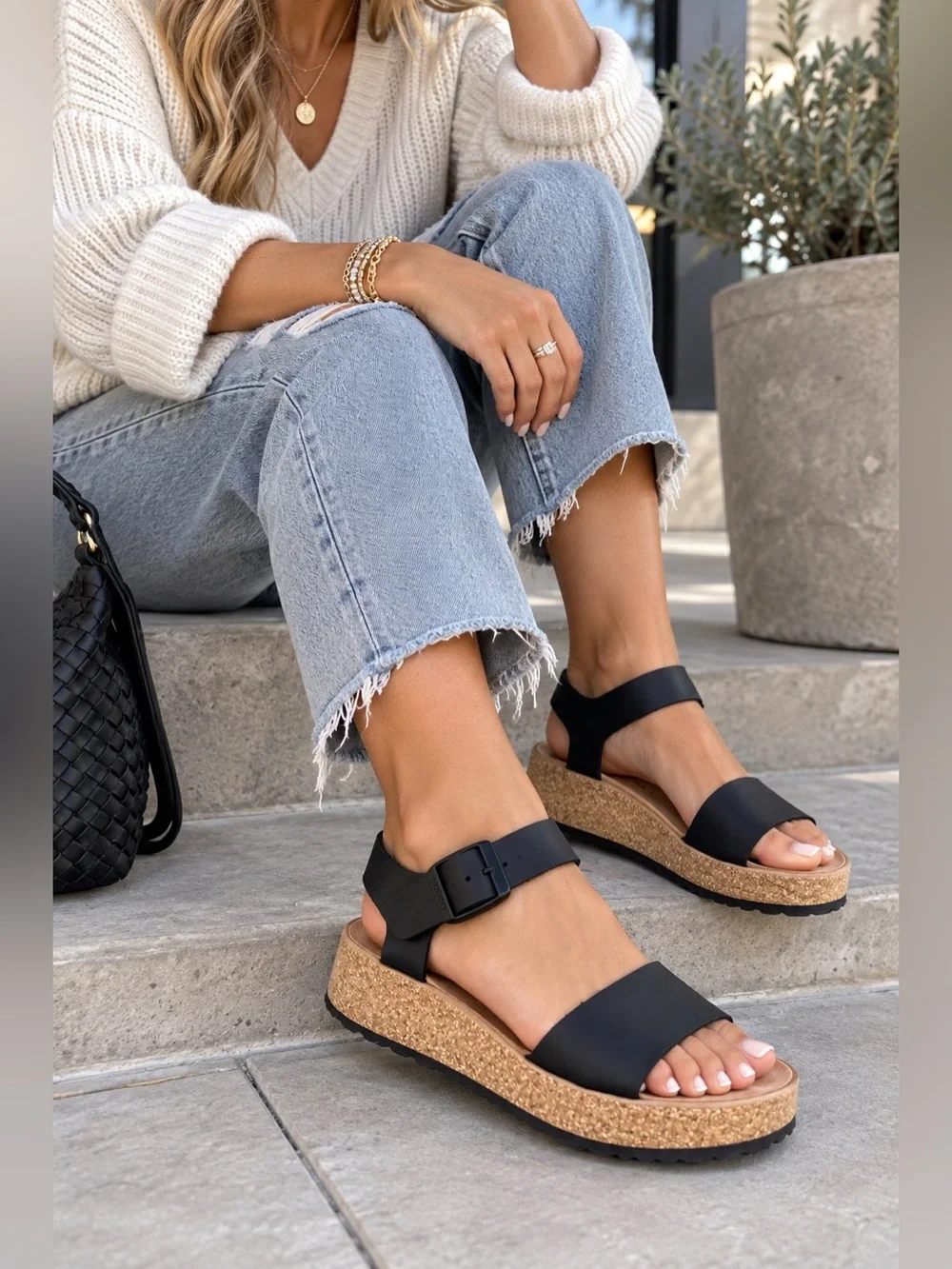 Birkenstock Papillio Glenda black leather platform sandals 38 US 7